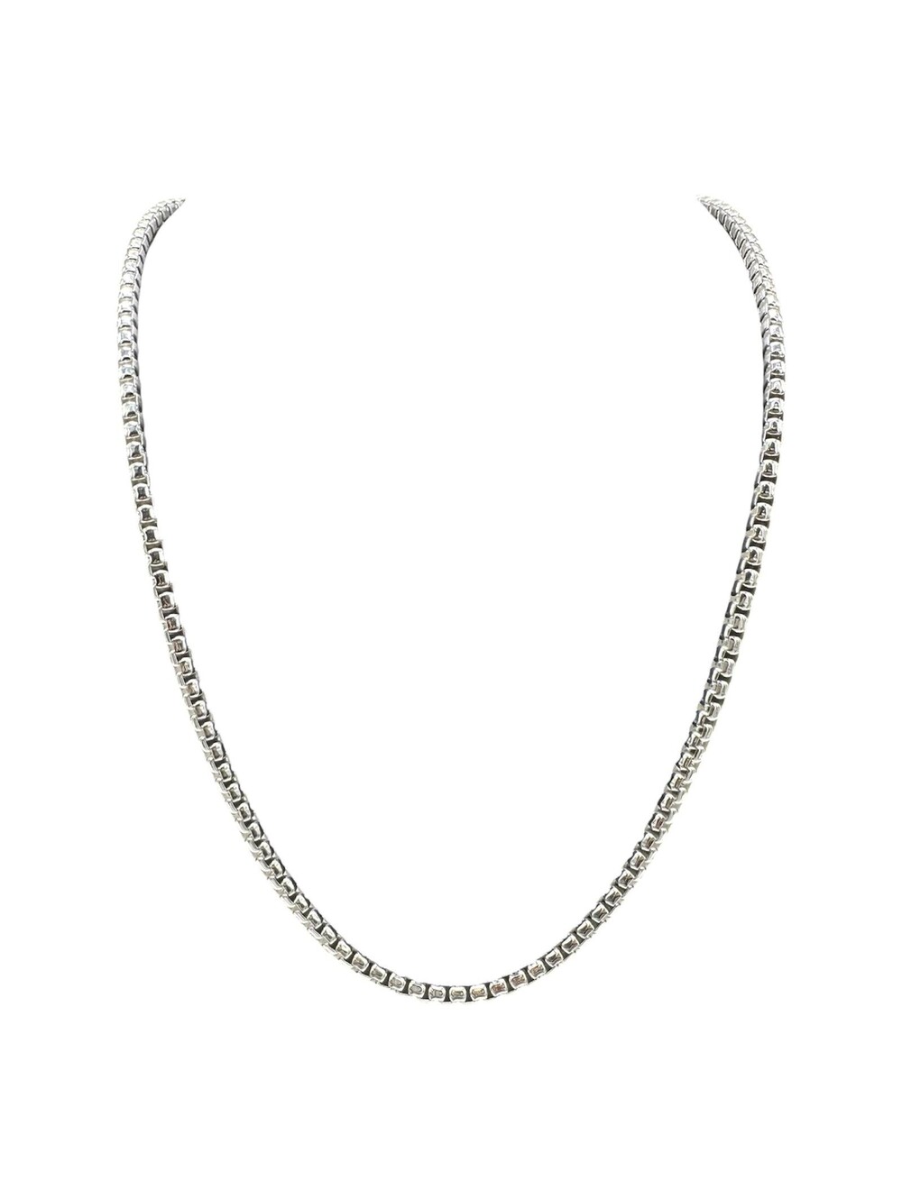 Italian Round Box Link Chain Sterling Silver 24in 3.3mm New
